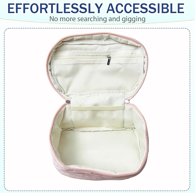 Makeup Bag Toiletry Bag for Women, Waterproof Material with Handle, Can Accommodate Toiletries, Makeup Brush Accessories（Pink）