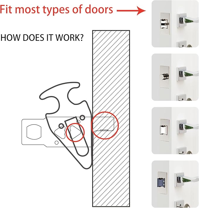 Portable Door Lock for Travel Lock Home Security Door Latch in Prevent Unauthorized Entry School Apartment Hotel(Red)