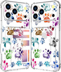 Compatible with iPhone 17 Pro Case Card Holder for Women Cute Design,Wallet Phone Cases Transparent Cool Kawaii Protective (Clear Lovely Dogs Paws)