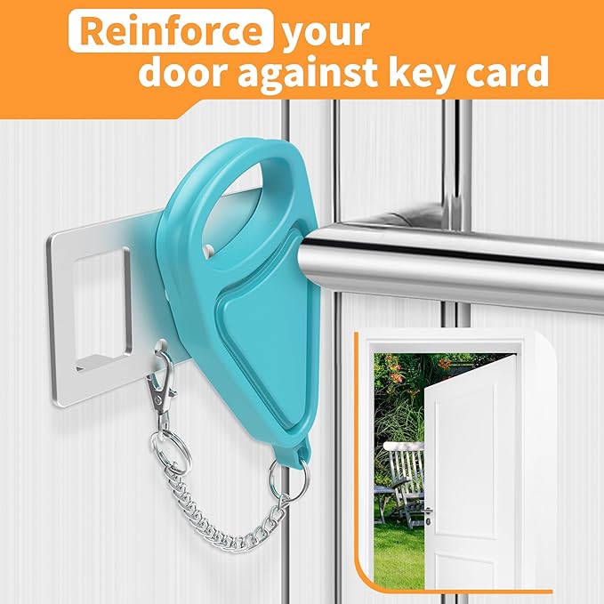 Sturdy Portable Door Lock Teal -2 Pack Door Locks for Additional Privacy and Safety in Hotel, Apartment,and Prevent Unauthorized Entry for Family Trip or Traveling Alone Home Dorms