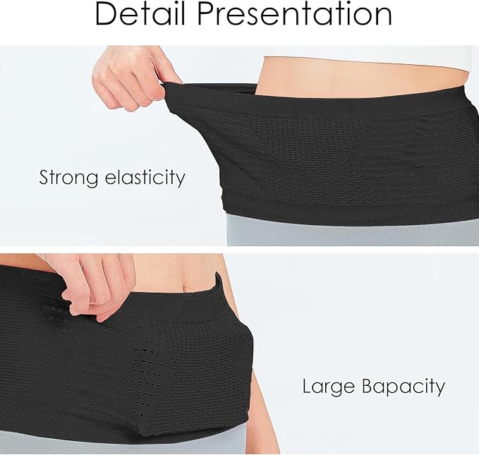 Adorila Slim Running Belt, No-Bounce Hidden Waist Pack with 360° Opening for Soft Flask, Cellphones, Keys or Gels