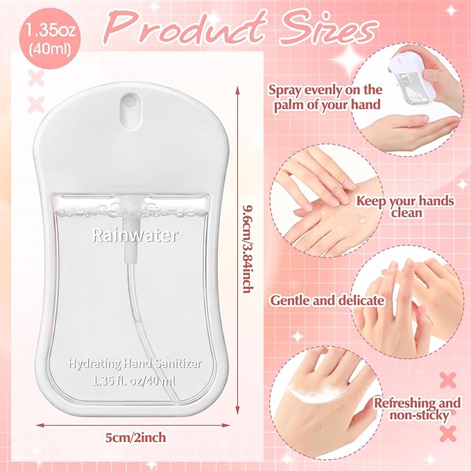 3 Pcs Power Mist Hydrating Hand Sanitizer Spray Bulk Travel Size Hand Sanitizer Pocket 1.35 oz Gourd Spray Bottle for Daily Use Mother's Day Mom Staff Employee Nurse Teacher Appreciation Gifts