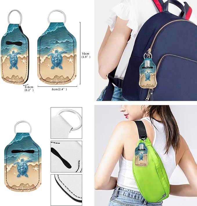 Suobstales 3Pcs Travel Bottles Keychain Holder Set,Travel Bottle Sleeves+Neoprene Chapstick Holders+Lanyard Keychain