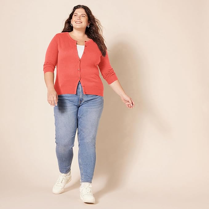 Amazon Essentials Women's Lightweight Crewneck Cardigan Sweater (Available in Plus Size)