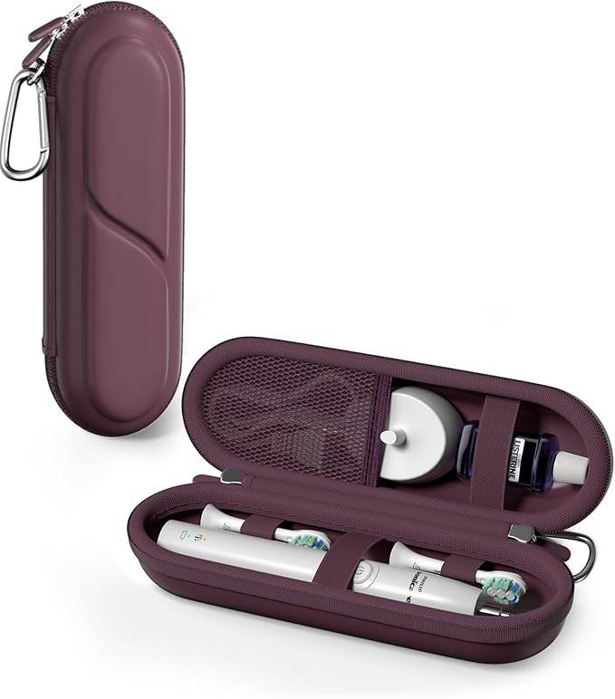 ProCase Toothbrush Travel Case for Oral-B/Oral-B Pro 1000 1500 5000 7000 7500 6000 9600/ Phlips Sonicare 4100 5100 1100 6100 5300 Oral-B iO Electric Toothbrush Portable Hard Container -Plum