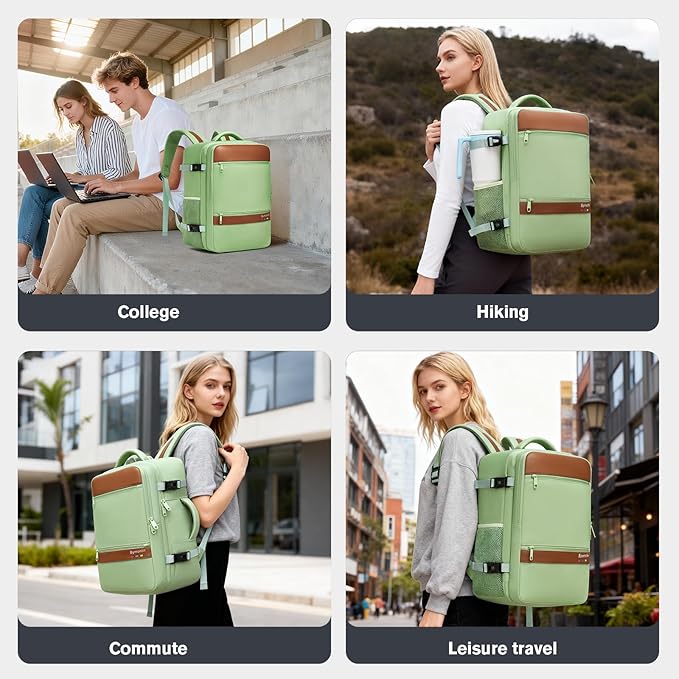 Smart Suitcase-style Laptop Backpack, 25L / 35L Practical Travel Bag for Work, Leisure & Flight, Luggage-Style Commuter Pack (Green, 25L)