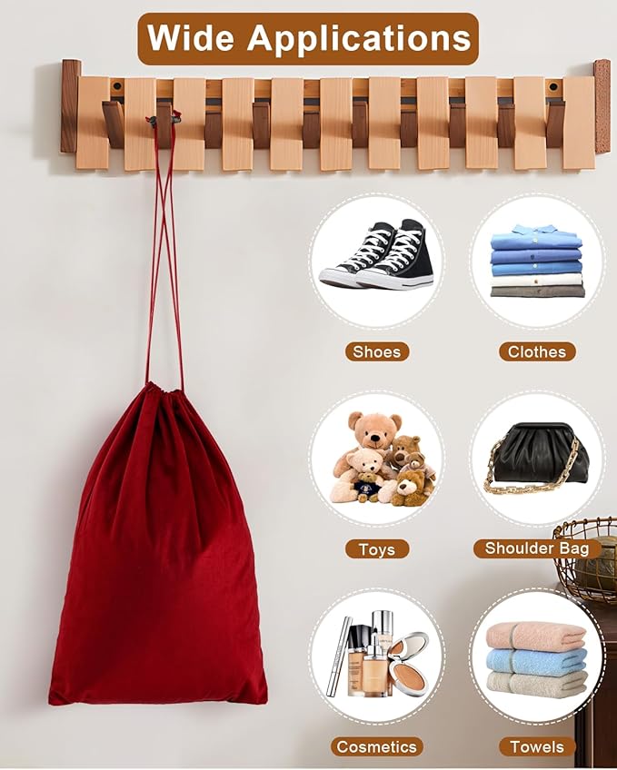 FantasyLife Shoe Bags for Travel, Washable Dust Bags for Storage & Packing, Flannel Shoe Pouch with Drawstring Closure for Purses, Handbags, Shoes & Toys (4, Rio Red, 17.3"x12.6")