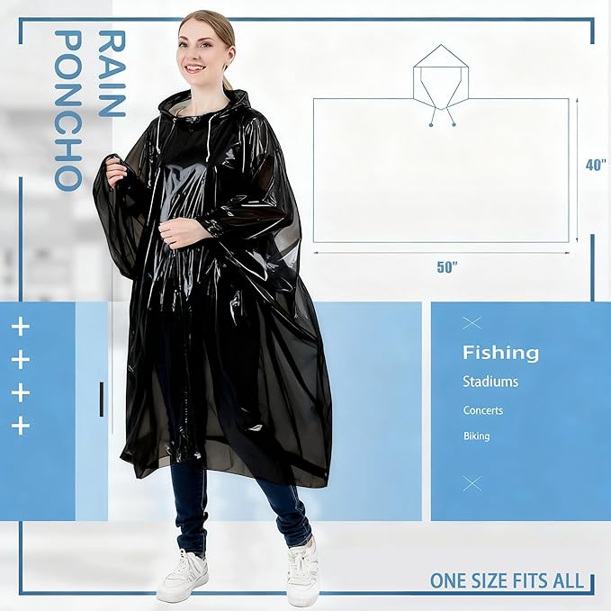 Disposable Rain Ponchos for Kids 6 Pack/Adults 10 and 6 Pack/Ponchos Family 6 Pack Extra Thicker Emergency Ponchos