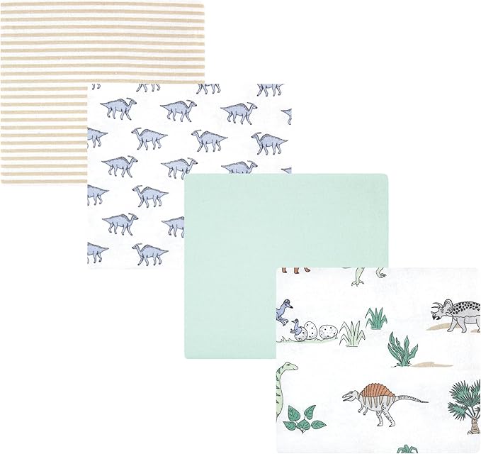 Hudson Baby Unisex Baby Cotton Flannel Receiving Blankets, Boy Dino World, One Size