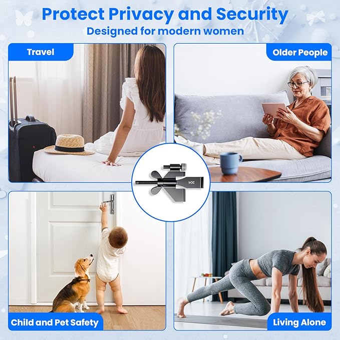 2 Pack Black Portable Door Lock Home Security Door Locker Travel Lockdown Locks for Additional Safety and Privacy Perfect for Traveling Hotel Home Apartment College