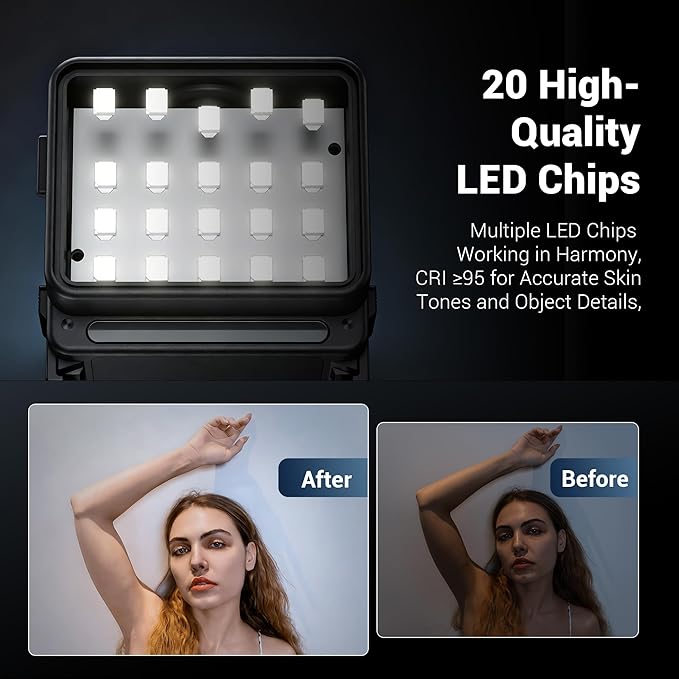JJC Action 6 LED Light Magnetic Auxiliary Fill Light for DJI Osmo Nano & Action 6 Accessories, Rechargeable IPX5 Waterproof Mini Video Light, Action6 Accessories for Selfie Vlog Recording Lightweight