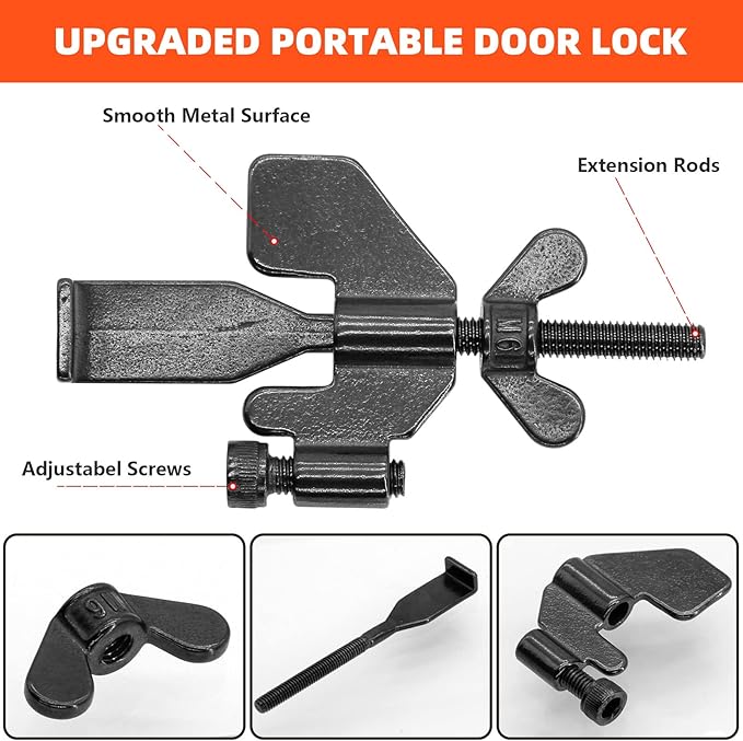 2 PCS Portable Door Lock Upgraded,Heavy Duty Adjustable Portable Door Lock for Travel, Portable Security Door Locks Devices for Home,Hotel,Dorm,Additional Security and Safety