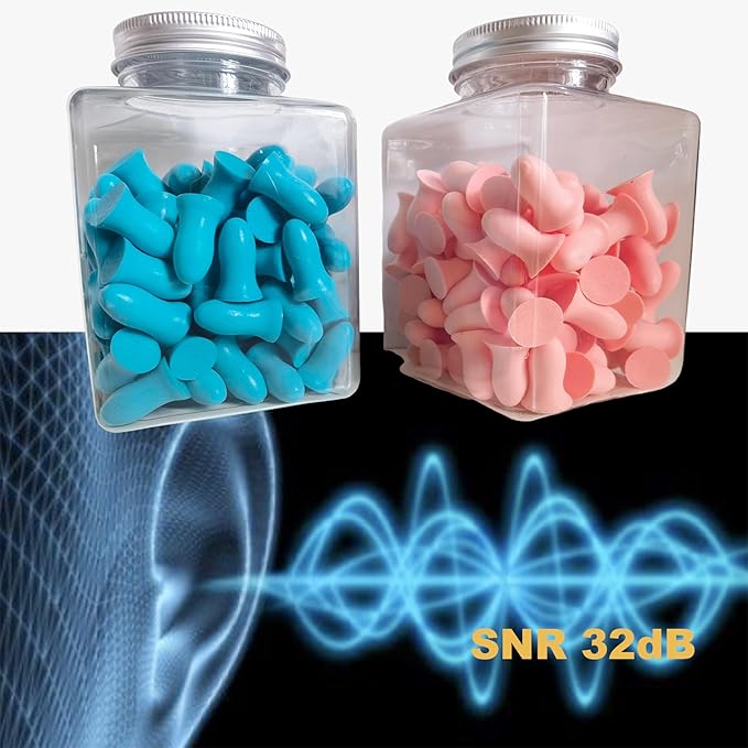 Fan Wu Soft Foam Earplugs 50 Pairs – 32dB Noise Reduction for Sleeping, Travel & Work | Small Size for Kids & Women & Petite Adults | Reusable Comfort Fit | Blue