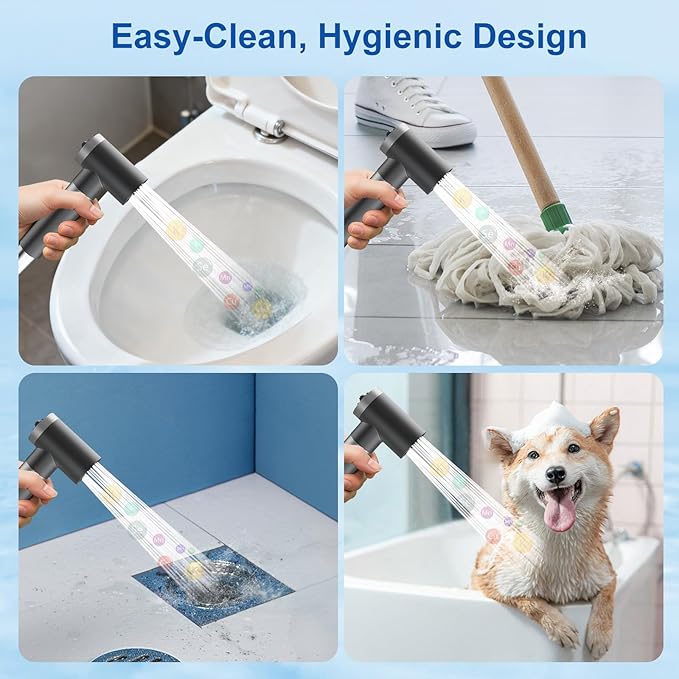 FEELSO Handheld Toilet Bidet Sprayer with Filter, Adjustable Water Pressure Filtered Jet Spray for Toilet with Leak-Proof Bidet Hose for Diaper Sprayer, Feminine Hygiene, Pet Shower & Muslim Shower