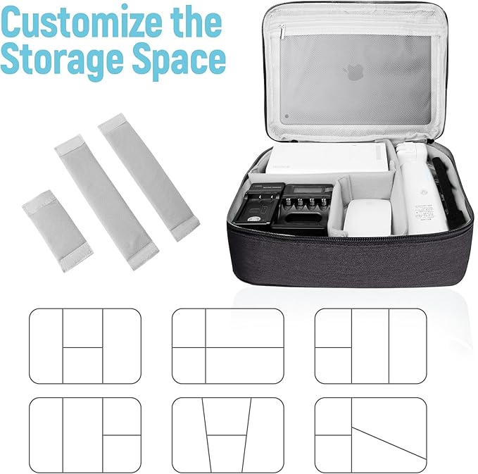 Lcsmaokin Electronics Travel Organizer, Large Double Layer Portable Waterproof Travel Organizer Bag for Charging Cable Storage, Ipad, Power Bank, Hard Drive etc, for Travel, Business ,5pcs Cable