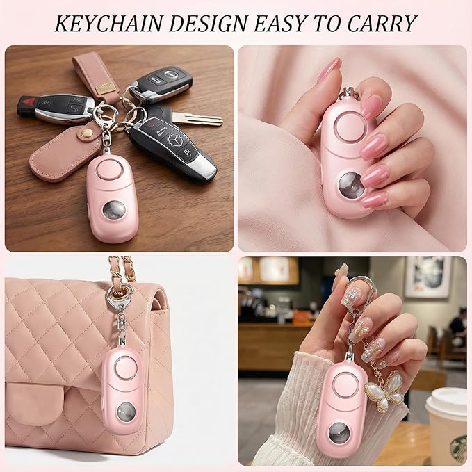 Personal Alarm for Women Keychain Alarm: Qoosea 135dB Emergency Keychain Siren with Strobe Light Loud Siren for Women Kids Students Seniors Emergency Self-Defense for Night Sports