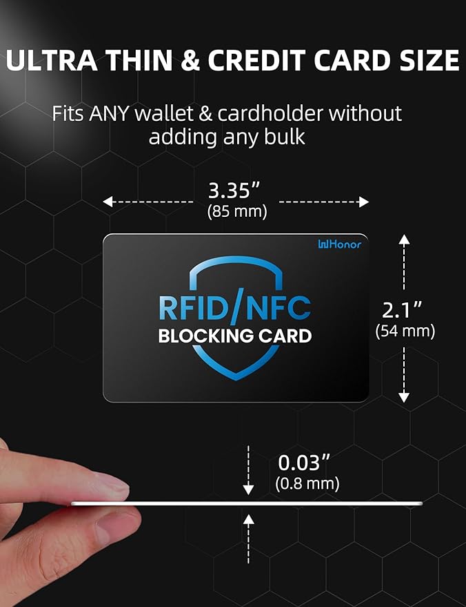 WHonor RFID Blocking Card 6 Pack, Bank Debit Credit Card Protector, Anti-Theft Contactless NFC Blocker, Entire Wallet Protection