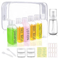 Travel Bottles for Toiletries 10 Pcs 3.4oz Travel Size Toiletries TSA Approved Pre-labeled Travel Shampoo Bottles Refillable Spray Bottle Leak Proof Small Cream Jars for Body Wash Lotion(Clear)