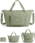BAGSMART Foldable Travel Bag, 37L Expendable Personal Item Bag, Lightweight Weekender Bags for Women, Water Resistant Extra Carry on for Travel, Grayish Green