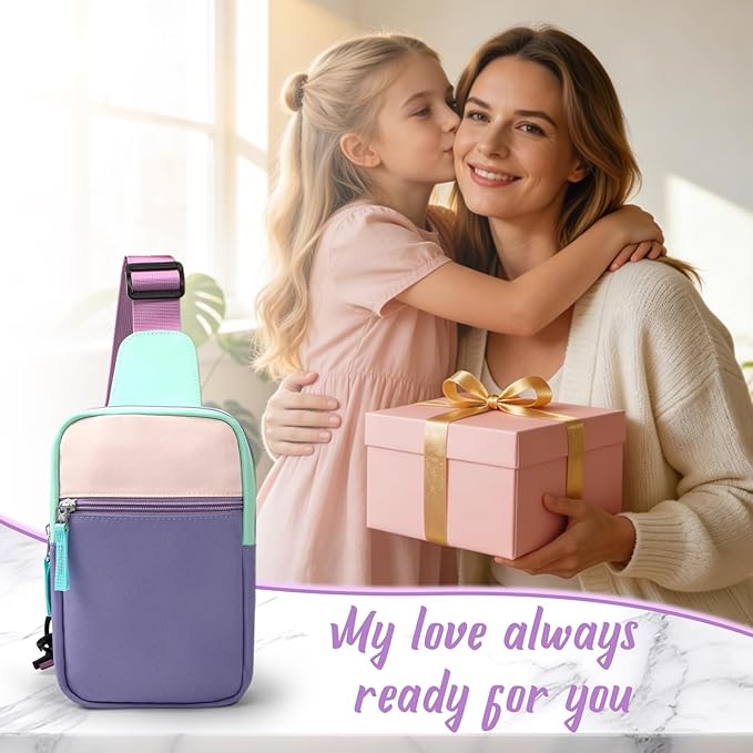 Graduation Mothers Day Gifts for Daughter Teen Girl Her, Fanny Pack Birthday Gifts for 8 9 10 11 12 Year Old Girls, Preppy Crossbody Bag, Adjustable Sling Bag Purse Trendy Stuff Kids Travel Essential
