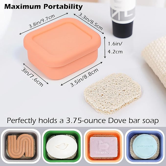 AIDIMMING Shampoo Bar Holder for Travel - 100% Leakproof Portable Soap Case for Shampoo,3.7oz Dove Soap Bar - for Travelers & Gym, Camping, Airplane Essentials (Orange)