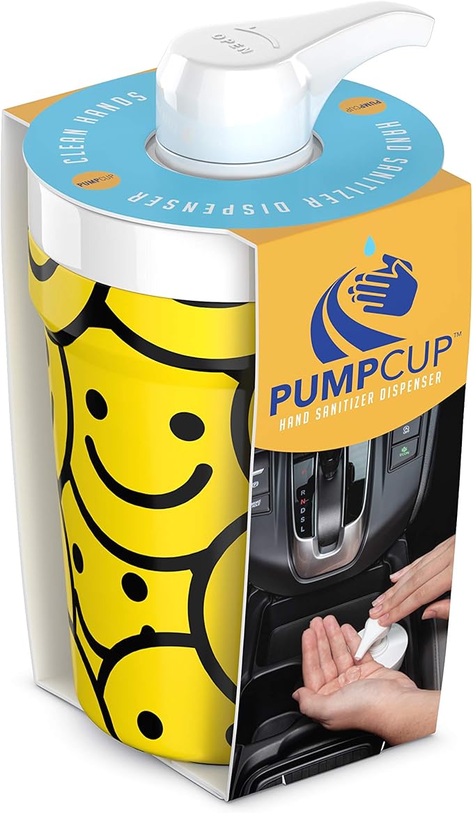 Portable Hand Sanitizer Dispenser for Car Cup Holders (Smiley Face)