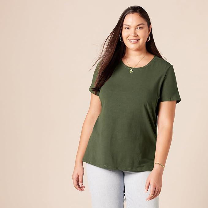 Amazon Essentials Women's Regular-Fit Short-Sleeve T-Shirt (Crewneck and V-Neck Options), Multipacks