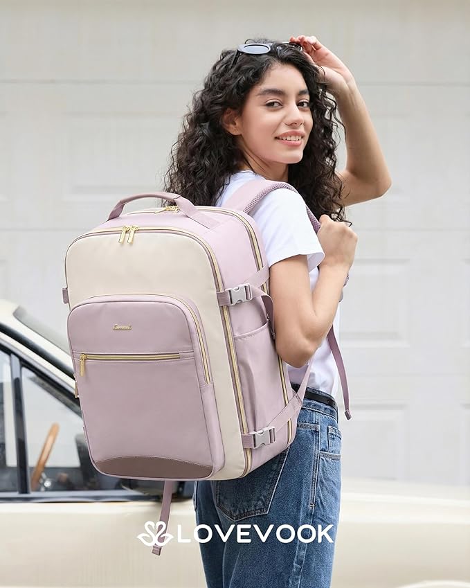 LOVEVOOK Large Travel Backpack for Women & Men, 40L Carry on Backpack for Airplanes, TSA Personal Item Travel Bag fits 17" Laptop, Waterproof Travel Essentials Airline Approved with 3 Packing Cubes