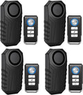 113dB Bike Alarm, Wireless Vibration Motion Sensor Waterproof Motorcycle Alarm with Remote, Anti-Theft Vibration Bicycle Alarm Waterproof Vehicle Security Alarm System, 4 Pack