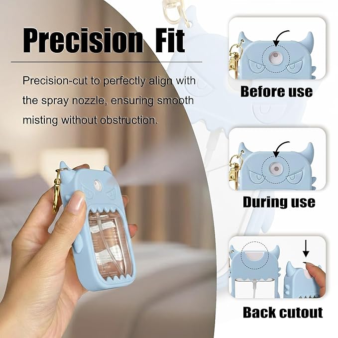 Silicone Case for Touchland Hand Sanitizer Spray, Blue Hand Sanitizer Case Holder with Keychain, Protective Cover Accessories, Compatible with Touchland Power Mist Sprays(1 FL. OZ. Travel Size)