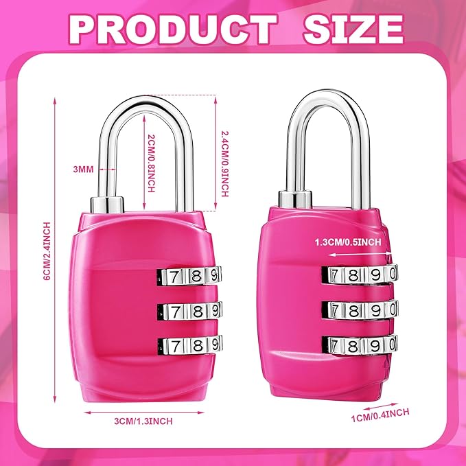 Moxweyeni 10 Pcs Digit Combinations Padlock Safe Cipher Lock Mini Combination Resettable Number for Suitcases Luggage Briefcases Computer Bags(Fresh Style,Bright Color)