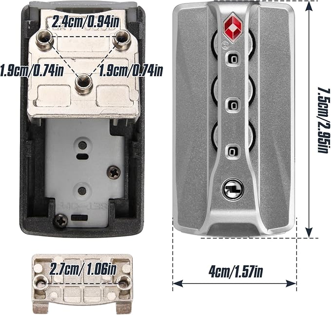 2-Pack TSA Locks for Luggage, Luggage Locks TSA Approved, Small Travel Combination Lock for Luggage Bag Backpack Baggage Suitcase, Silver JS620