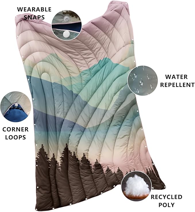 Camping Blanket,Lightweight Puffy Printed Camping Blanket Packable Outdoor Blanket for Camping,Traveling, Stadium, Hiking, Picnics
