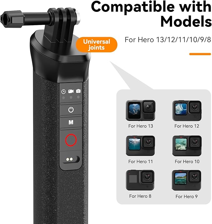 TELESIN Floating Selfie Stick Hand Grip Waterproof Handle with Bluetooth Remote for GoPro Hero 13 12 11 10 9 8 Handle Mount Accessories for Action Camera
