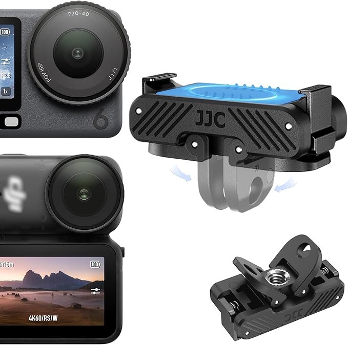 JJC Osmo Nano Magnetic Quick Release Adapter for DJI Osmo Action 6 Nano Accessories, Dual-Direction Magnet, Replace OEM Quick Release Mount, Folding Claws & 1/4"-20 Screw Hole,Heavy Duty Nylon Mount
