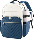 VANKEAN Laptop Backpack for Women with Pouch Pocket for Large Capacity Tumbler, 15.6 Inch Laptop Computer Bag Travel Backpack Purse,Waterproof Work Business College Teacher Bags, Beige-Haze blue