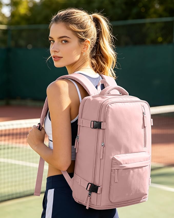 VGCUB Large Travel Backpack Bag for Women Men,Carry on Backpack,17 Inch Laptop Business Work Waterproof Backpack with Laptop Compartment,Person Item Flight Approved,Mochila de Viaje,Pink