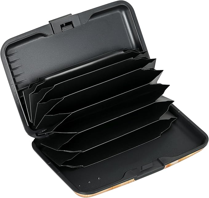 ELFISH Mini RFID Aluminum Wallet Credit Cards Holder Business Card Case Metal ID Case for Men Women(Autumn Leaves)
