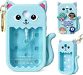 Cute Ear Silicone Case Compatible with Touchland Hand Sanitizer Spray (Fit for 1 FL.OZ), Protective Case with Keychain, Hand Sanitizer Holder (Blue)
