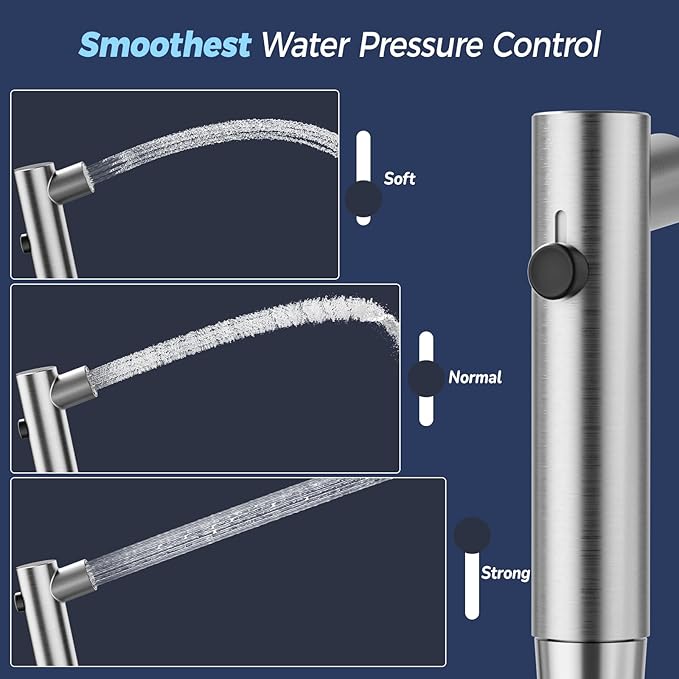 BIGCOW Stainless Steel Handheld Bidet Sprayer for Toilet, Stepless Water Pressure Control, Gentle Toilet Jet Spray with Leak-Proof Bidet Hose, Ideal for Feminine Hygiene, Cloth Diaper, Pet Cleaning