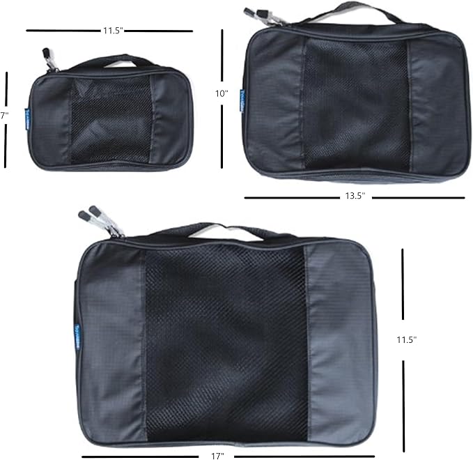 TravelWise Packing Cubes - 3 Piece Set (Black)