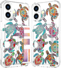 Compatible with iPhone 17 Case Card Holder for Women Cute Design,Wallet Phone Cases Transparent Cool Kawaii Protective (Clear Sea Turtles Animal Tribal)