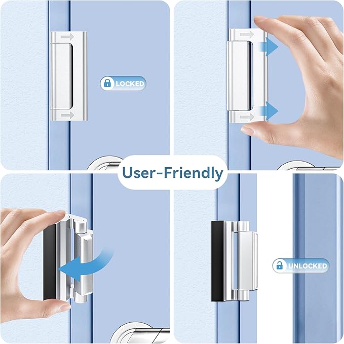 3Pcs Door Reinforcement Lock, Door Locks for Kids Safety, Door Safety Locks from Inside, Withstand 800lbs Force - Enhance Home Security, Door Lock Security, Aluminum Construction (Silver)