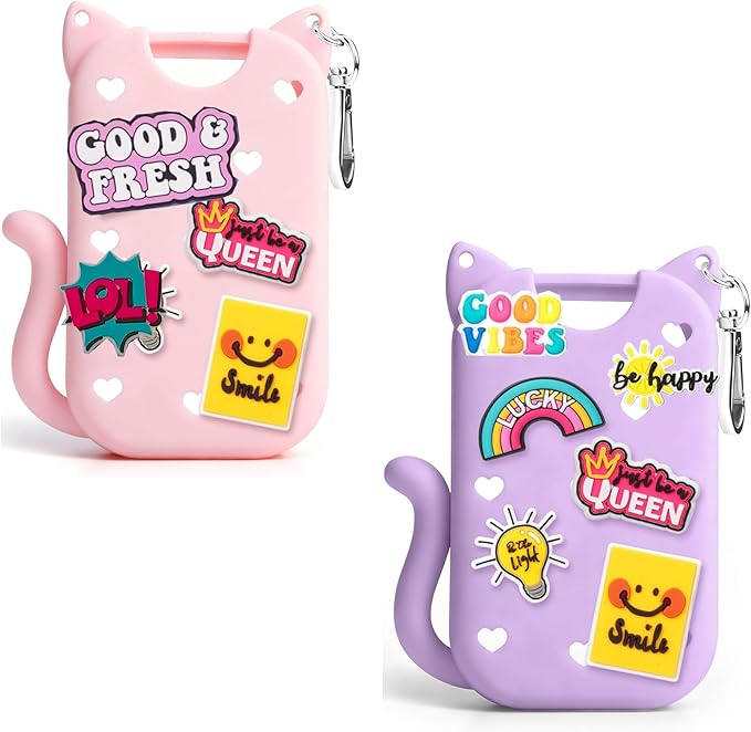 Silicone Case for Touchland Hand Sanitizer Spray, Compatible with Touchland 1 FL OZ/30ML with Keychain & 8 Charms, Cute Hand Sanitizer Travel Accessories, Mothers Day Gifts (Purple+Pink)