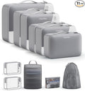 11 Set Packing Cubes for Travel, Gifts for Women Mom Kids, TSA Approved Bags for Makeup, Cosmetic, Toiletry, Suitcase Organizers for Checked Luggage, Cruise Essentials,Airplane Accessories, Grey
