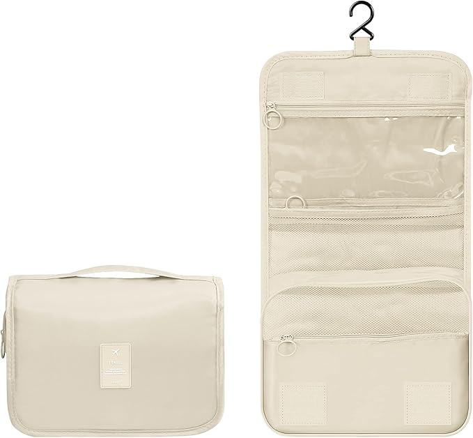 Luxtude Hanging Toiletry Bag for Women with Hanging Hook, Water-resistant Traveling Toiletries Bag, Portable Toiletry Travel Organizer Bag for Toiletries, Shower, Bathroom, Cosmetics Accessories etc.