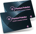 KF-Premium RFID Blocking Card (2 Pack) - Ultra Thin Debit & Credit Card Protector - Anti Theft & Fraud Contactless NFC Card Blocker - Passport Wallet Defender for Men & Women (Pink)