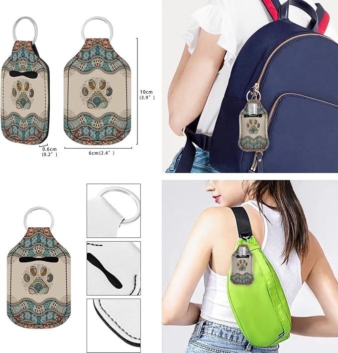Suobstales 3Pcs Travel Bottles Keychain Holder Set,Travel Bottle Sleeves+Neoprene Chapstick Holders+Lanyard Keychain