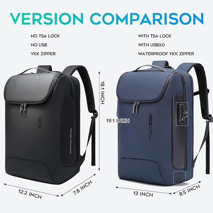 BANGE 17.3 Inch Business Laptop Backpack: Anti-Theft with USB Port & TSA Lock, Waterproof Zippers, Large Travel Commuter Bag
