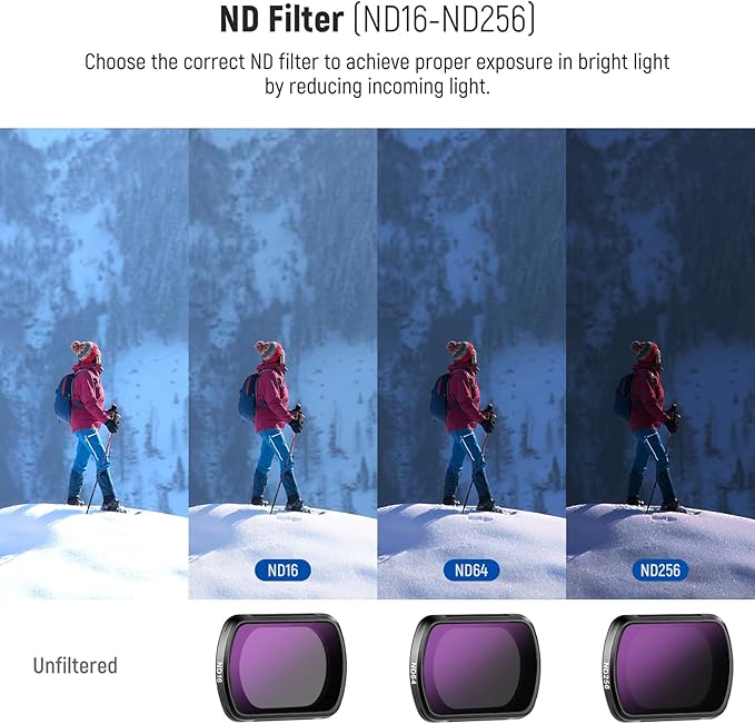 NEEWER Magnetic ND & CPL Filter Kit Compatible with DJI OSMO Pocket 4 & Pocket 3, 4 Pack Neutral Density ND16 ND64 ND256 CPL Polarizing Filters, Multi Coated HD Optical Glass/Ultra Slim Aluminum Frame